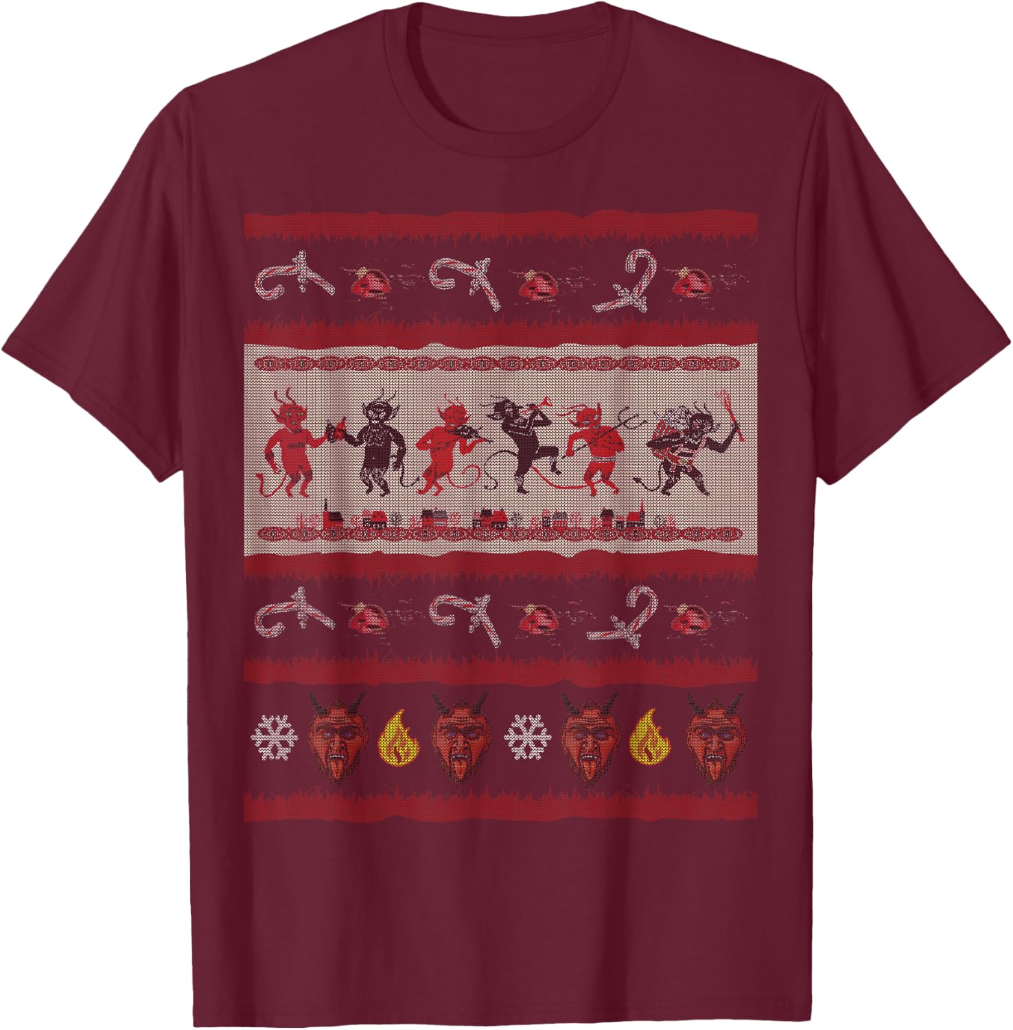 Krampus Party Ugly Christmas Design T-Shirt - T-Shirt | Maroon