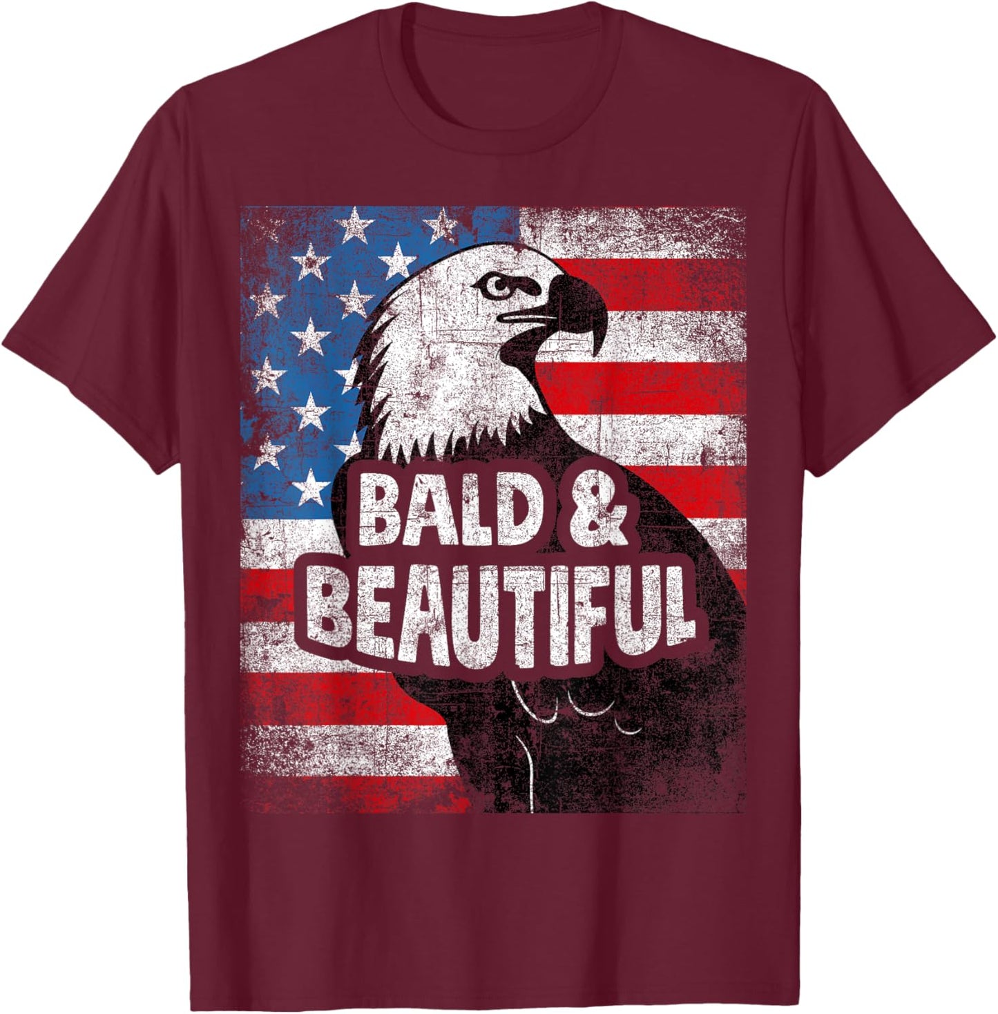 Eagle distressed vintage American flag grunge bald beautiful T-Shirt - T-Shirt | Maroon