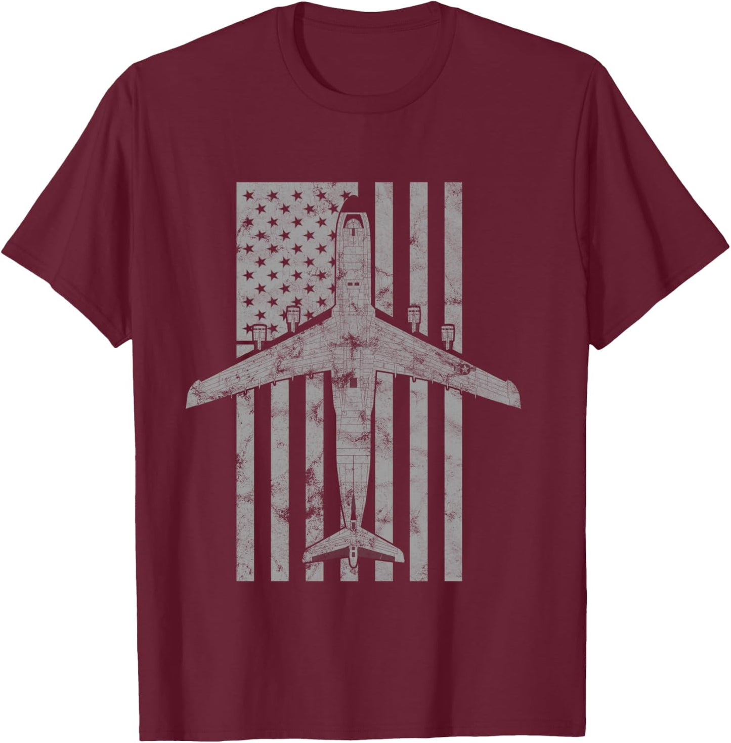C-5 Galaxy Military Transport Airplane Vintage Flag T-Shirt - T-Shirt | Maroon