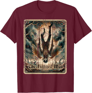 The Hanged Man Tarot Card Black Horror T-Shirt - T-Shirt | Maroon
