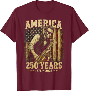 Vintage Abraham Lincoln Abe Playing Saxophone 250 Years T-Shirt - T-Shirt | Maroon