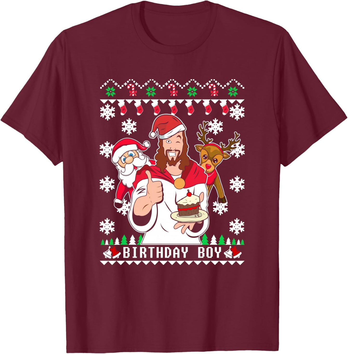 Birthday Boy Men Women Kids Funny Ugly Christmas T-Shirt - T-Shirt | Maroon