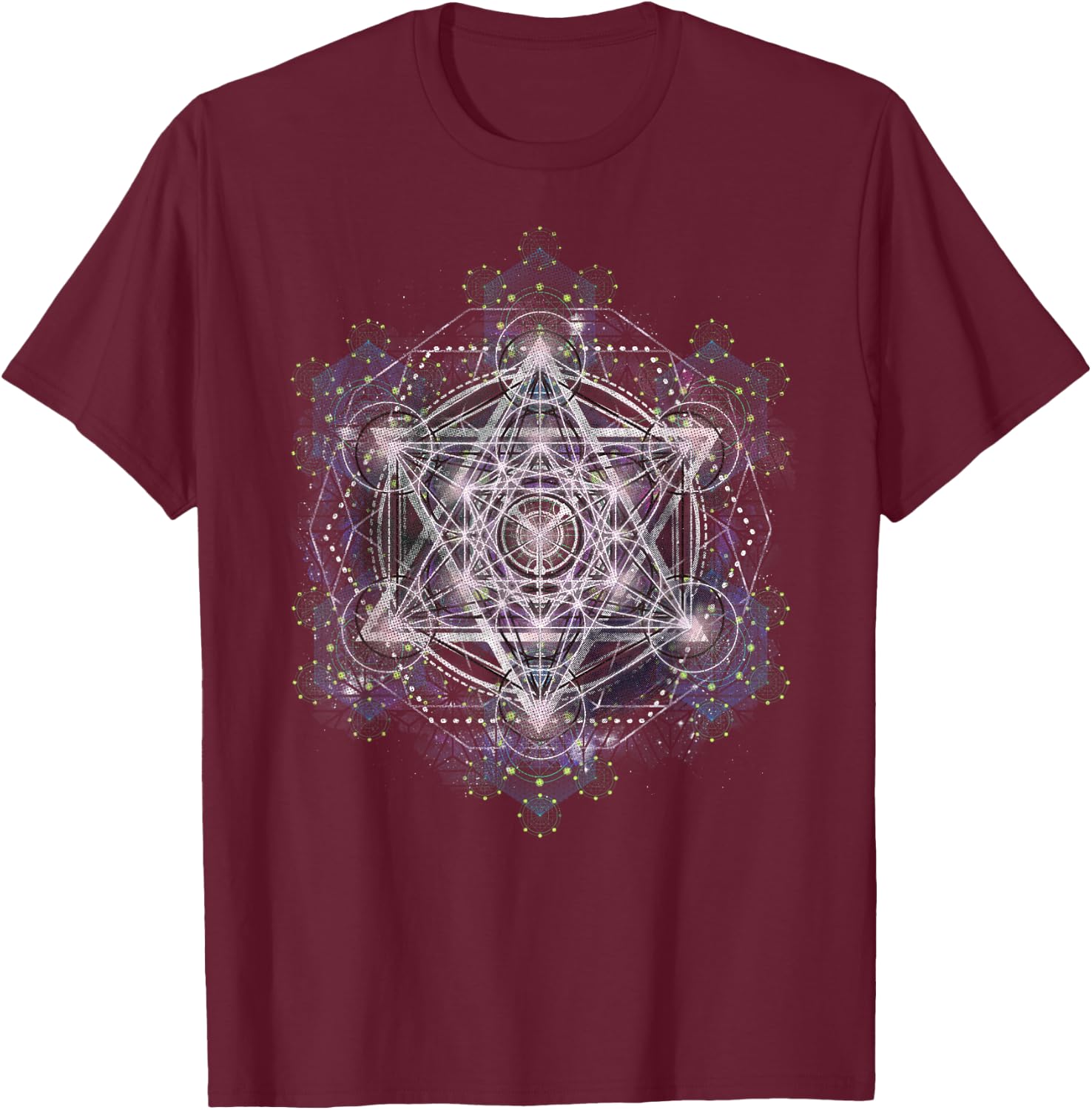 Metatron Cube Sacred Geometry Shirt - Spiritual Yoga T-Shirt - T-Shirt | Maroon