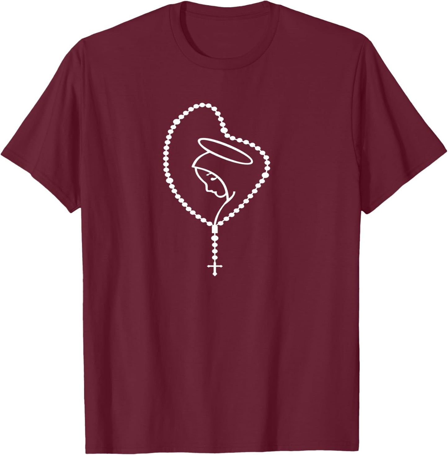 The Holy Rosary Virgin Mary Catholics. Heart T-Shirt - T-Shirt | Maroon