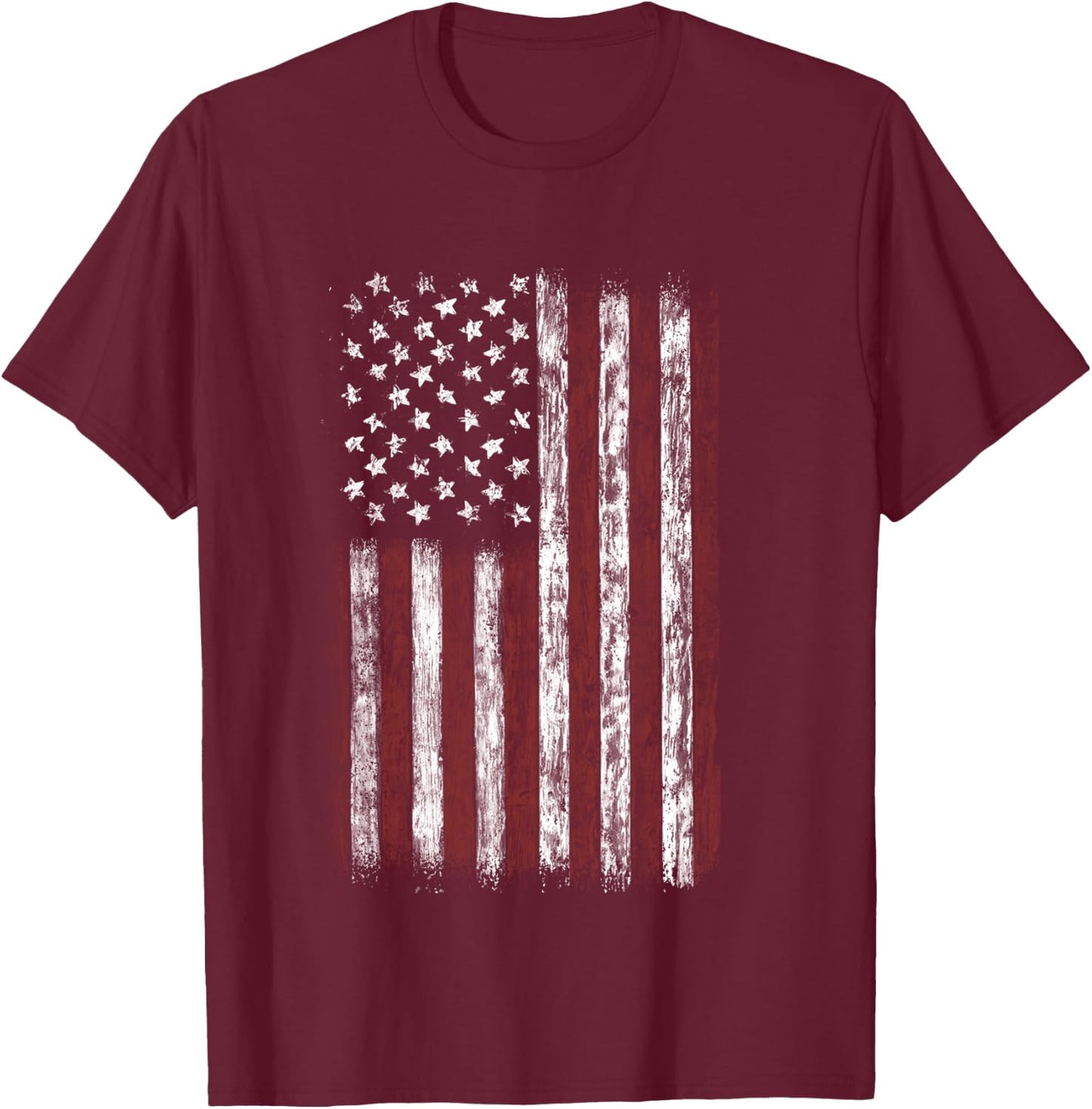 Vintage American Flag Shirt Men USA Flag T-Shirt - T-Shirt | Maroon
