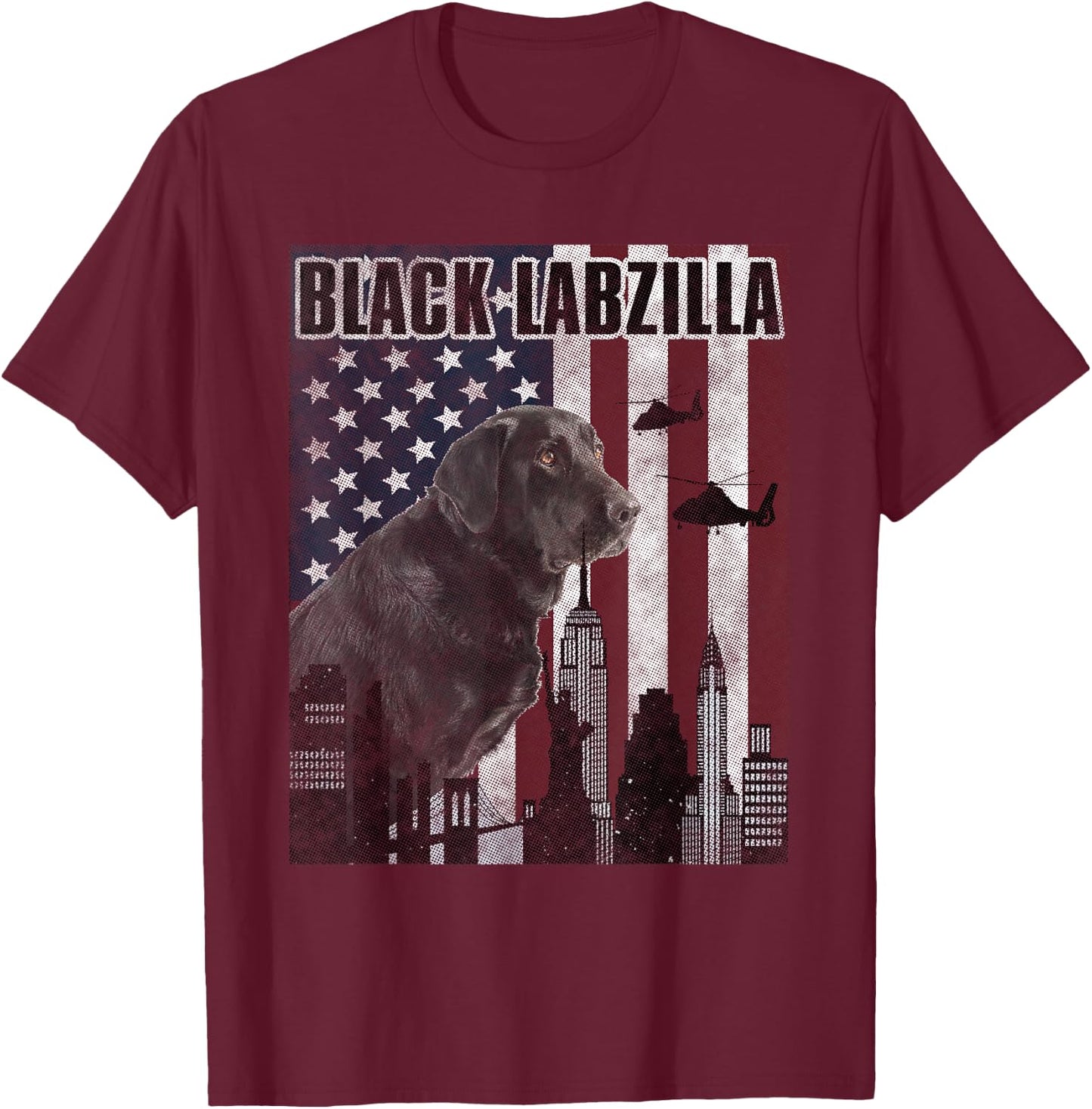 Black Labzilla Amercian Labrador Retriever Lab T-Shirt - T-Shirt | Maroon