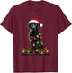 Funny Black Labrador Christmas Tree Light Pajama Dog Xmas T-Shirt - T-Shirt | Maroon