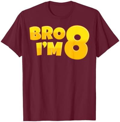 Bro I’m 8 Kids 8th Birthday Party 8 Years Old Boys Girls T-Shirt - T-Shirt | Maroon
