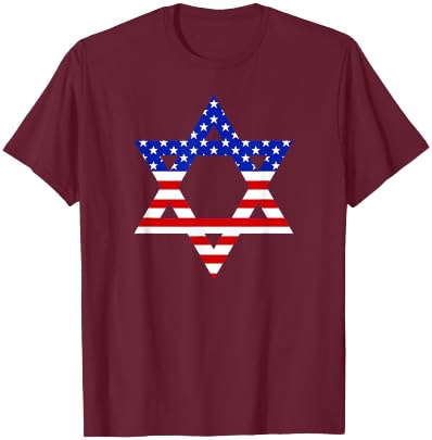 Star of David American Flag Proud Patriotic Jewish Graphic Kids Men T-Shirt - T-Shirt | Maroon