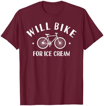 Funny Will Bike For Ice Cream | Bike Lover T-Shirt - T-Shirt | Maroon