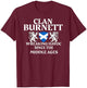 Clan Burnett Scottish Family Kilt Tartan Lion T-Shirt - T-Shirt | Maroon