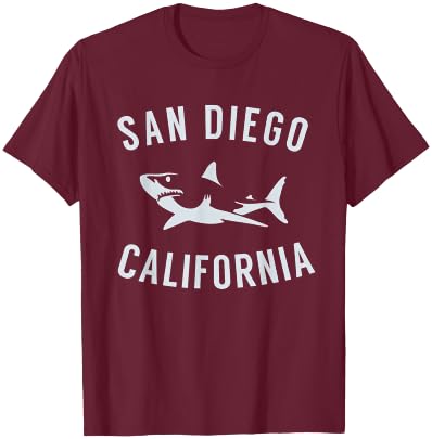 San Diego California T Shirt Shark CA Souvenirs T-Shirt - T-Shirt | Maroon