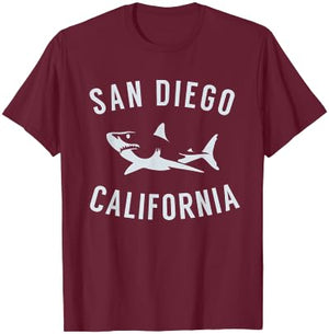 San Diego California T Shirt Shark CA Souvenirs T-Shirt - T-Shirt | Maroon