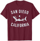 San Diego California T Shirt Shark CA Souvenirs T-Shirt - T-Shirt | Maroon