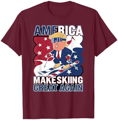 Cool Make Skiing Great Again Donald Trump Ski USA T-Shirt - T-Shirt | Maroon