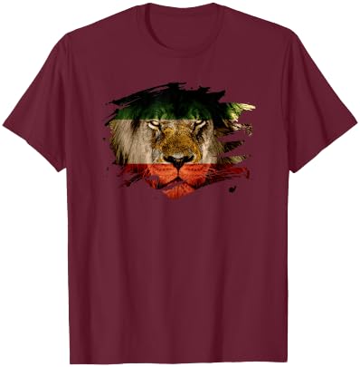 Persia Flag with African Lion - Persian Pride T-Shirt - T-Shirt | Maroon