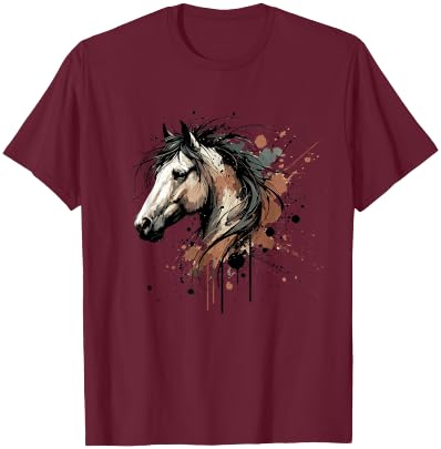 Horse Riding Equestrian; Horse Portrait; Western Horseback T-Shirt - T-Shirt | Maroon