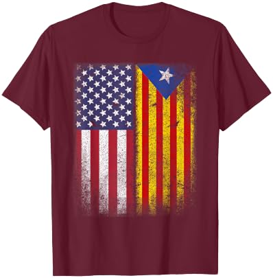 Catalan American Flag Catalunya Usa Catalonia T-Shirt - T-Shirt | Maroon