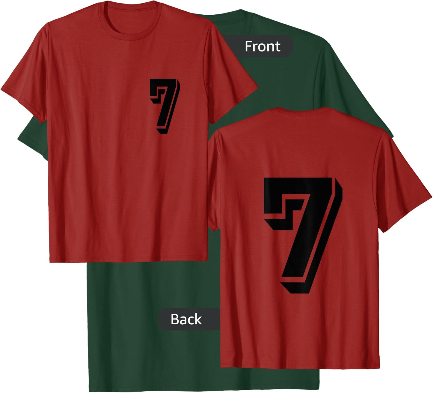 Front and Back number 7 Jersey My Favorite Player #7 T-Shirt - T-Shirt | Forest