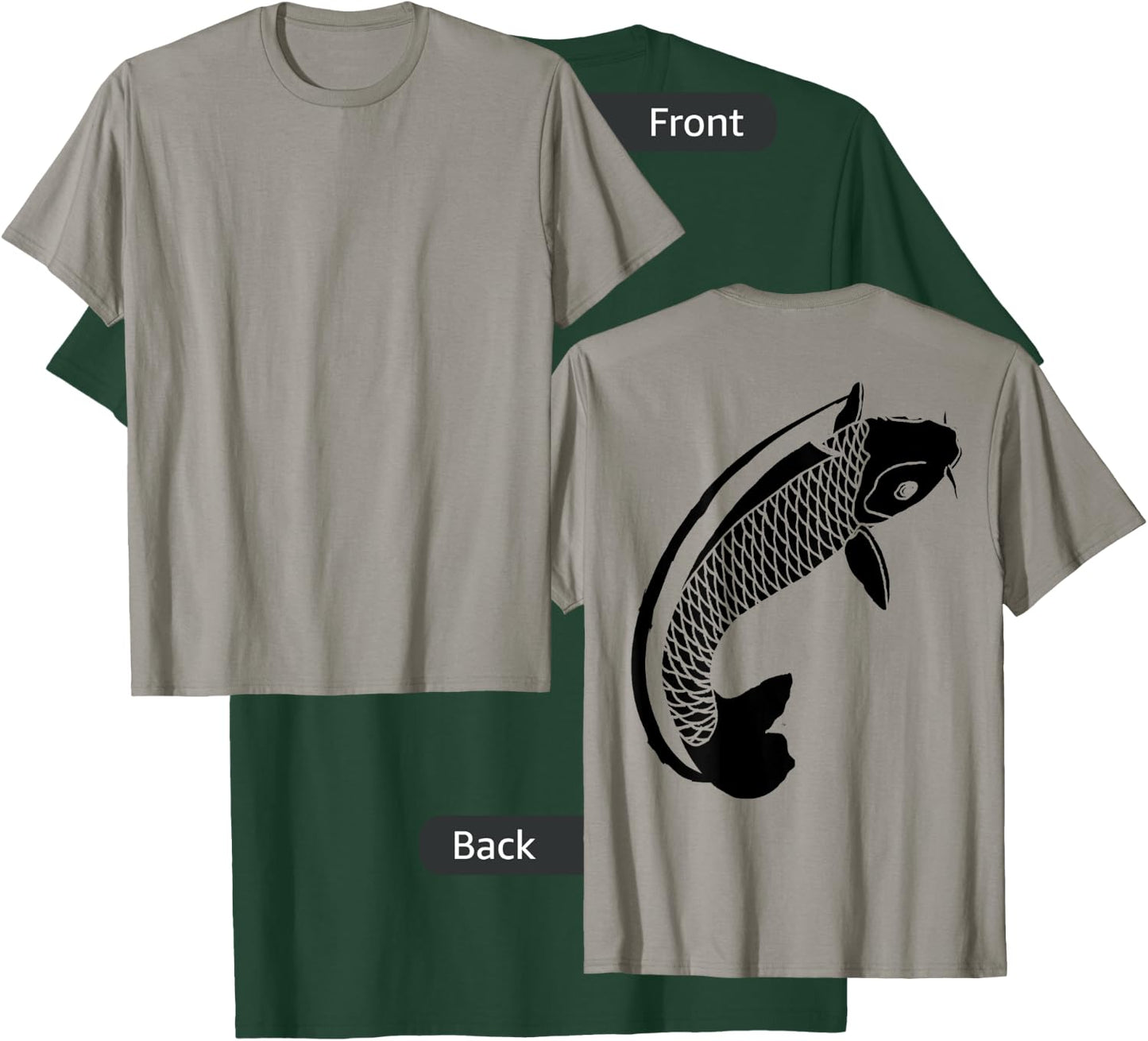Koi Shirt Men Women Large Koi "On Shirt Back" T-Shirt - T-Shirt | Forest