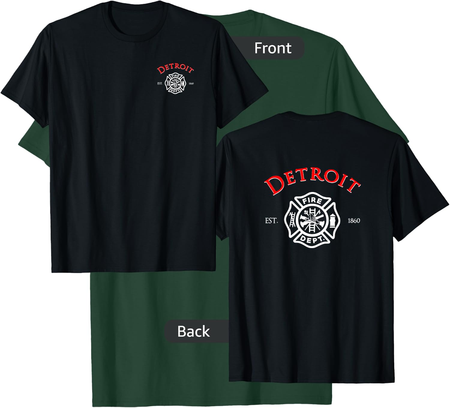 City of Detroit Fire Rescue Michigan Firefighter T-Shirt - T-Shirt | Forest