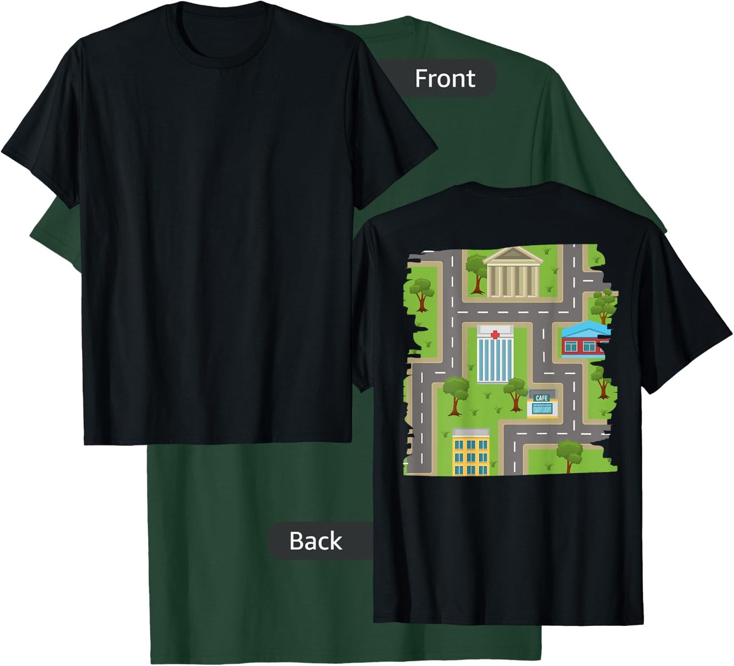 Back scratching Shirt with Road Map Cars T-Shirt - T-Shirt | Forest