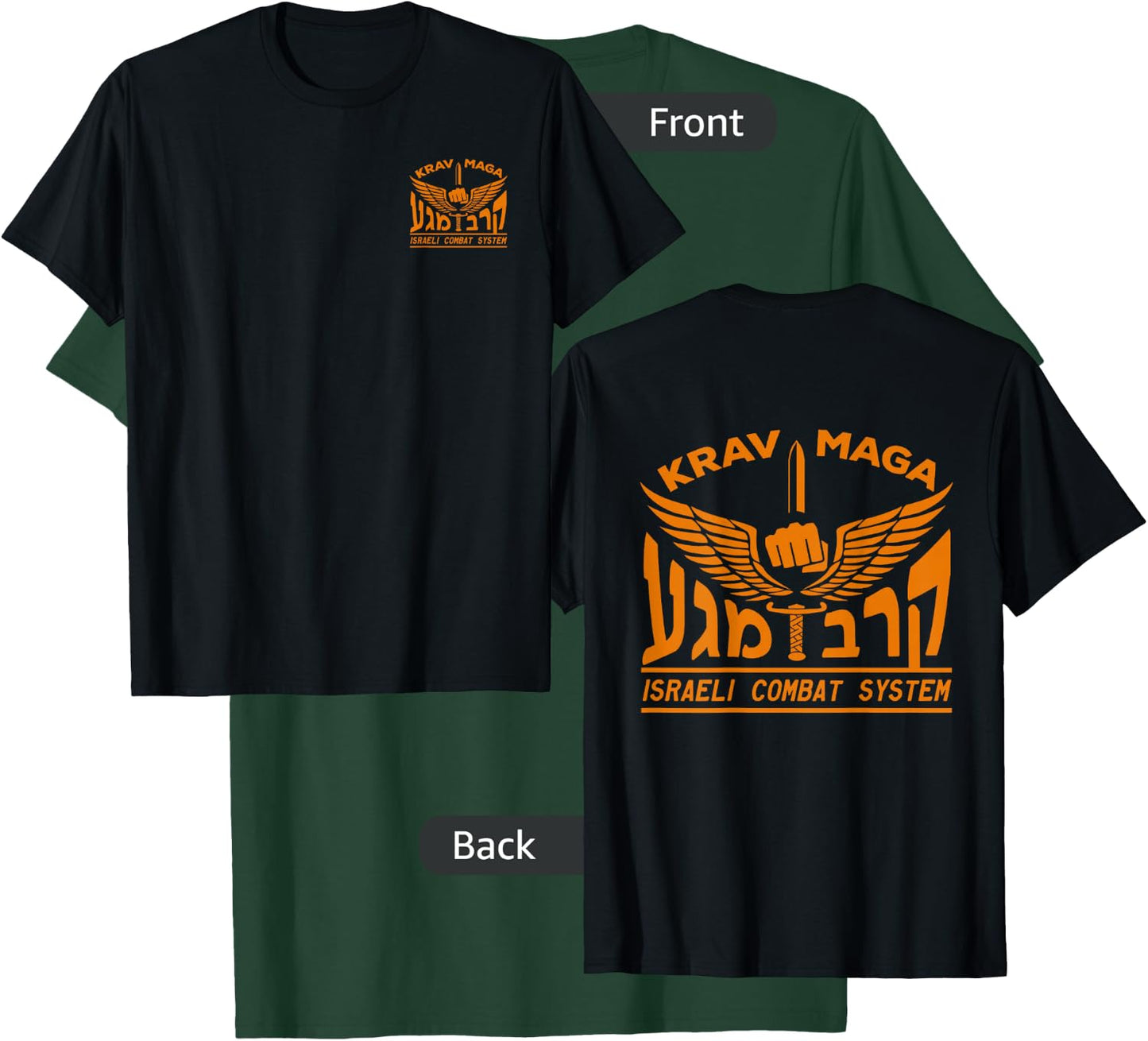 KRAV MAGA Shirt Israeli Combat System Front Back T-Shirt - T-Shirt | Forest