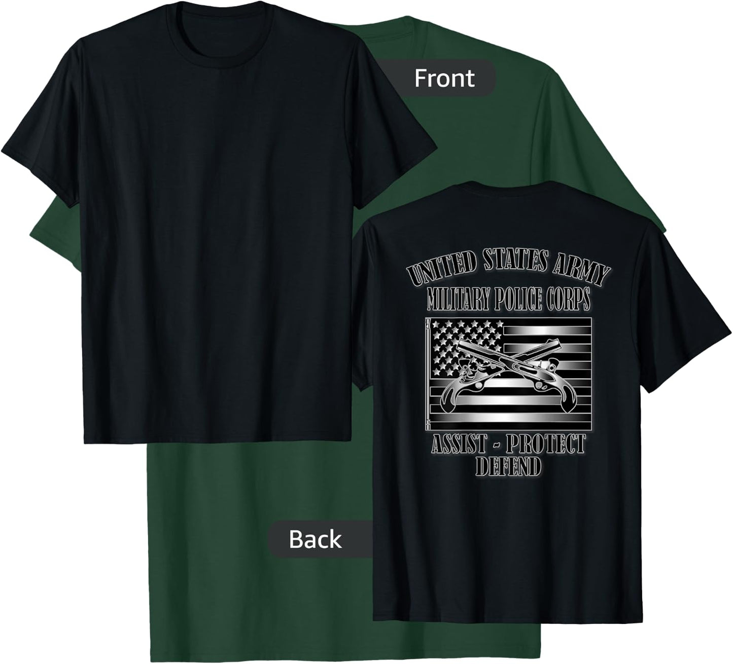 U.S. Army Military Police Corps (Back Design) T-Shirt - T-Shirt | Forest