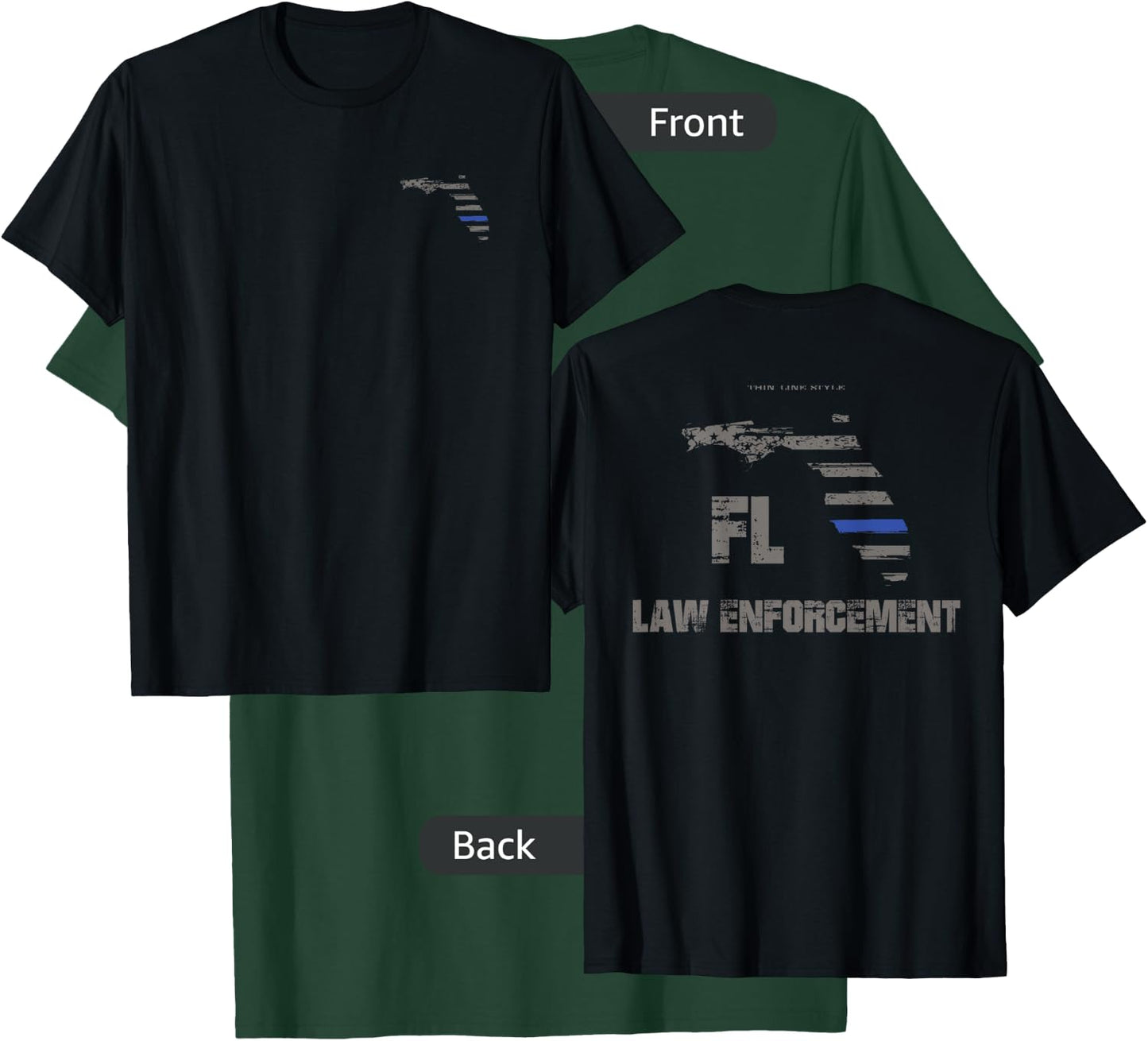 Florida Police, Law Enforcement Thin Blue Line Shirt T-Shirt - T-Shirt | Forest