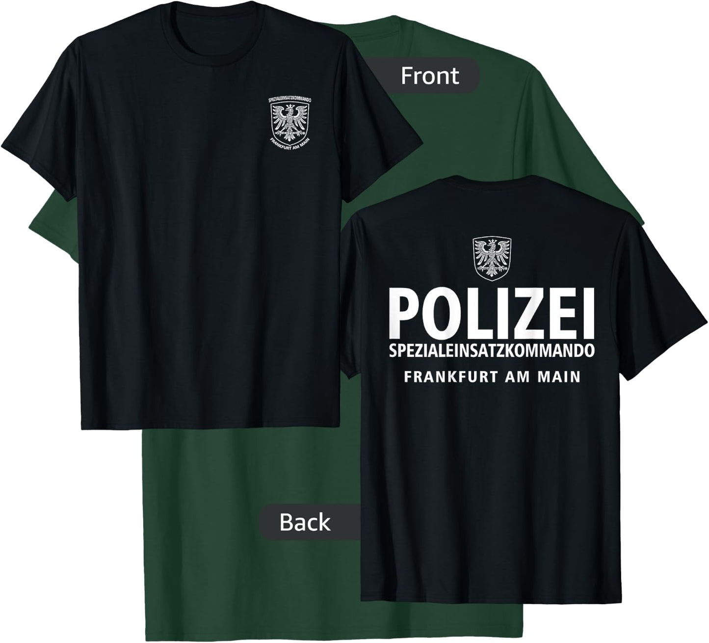 MechaProject Germany Frankfurt SWAT Police SEK Spezialeinsatzkommando - Men's Black Cotton Classic Fit Short Sleeve - Small T-Shirt - T-Shirt | Forest