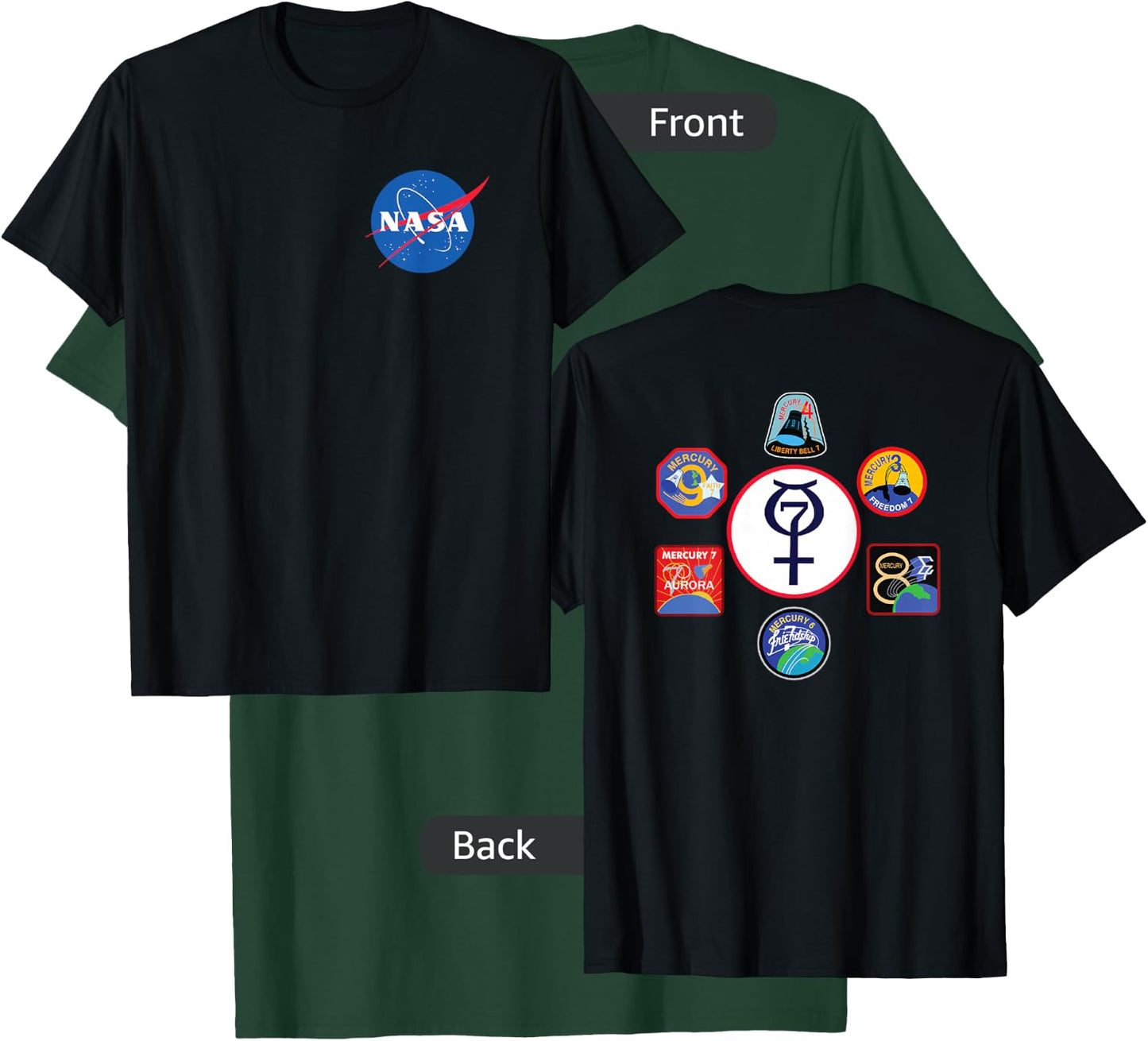 NASA Project Mercury Program Mission Crew Insignia T Shirt T-Shirt - T-Shirt | Forest