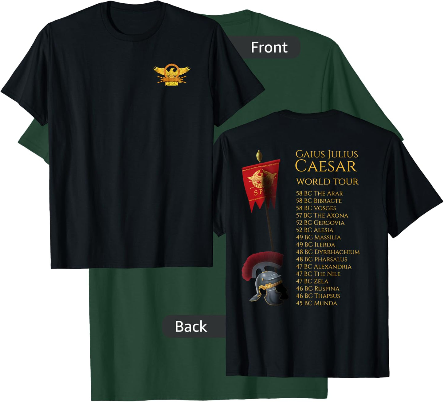 Ancient Rome - Julius Caesar World Tour - Roman Eagle SPQR T-Shirt - T-Shirt | Forest