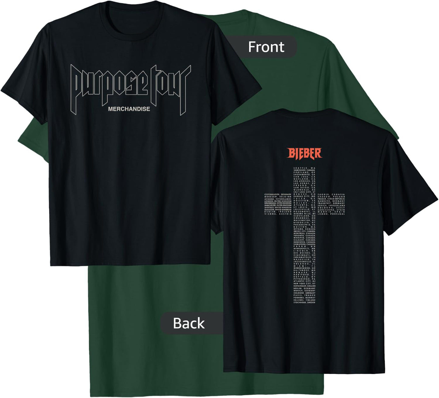 Official Justin Bieber Purpose Tour Exclusive Cross T-Shirt - T-Shirt | Forest