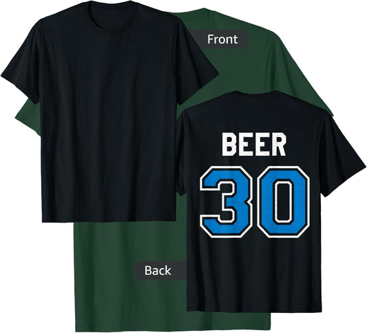 Beer 30 Athlete Uniform Jersey Funny Gag Gift Blue T-Shirt - T-Shirt | Forest