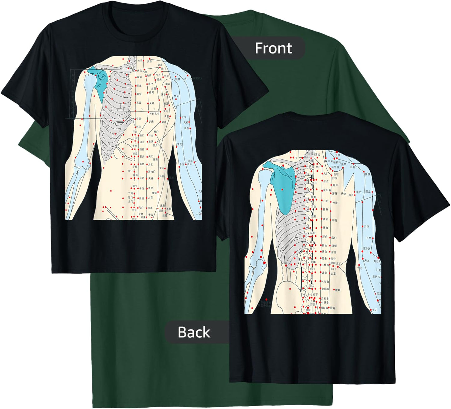 Acupuncture Chinese Medicine Healing Meridian 2 Side T-Shirt - T-Shirt | Forest