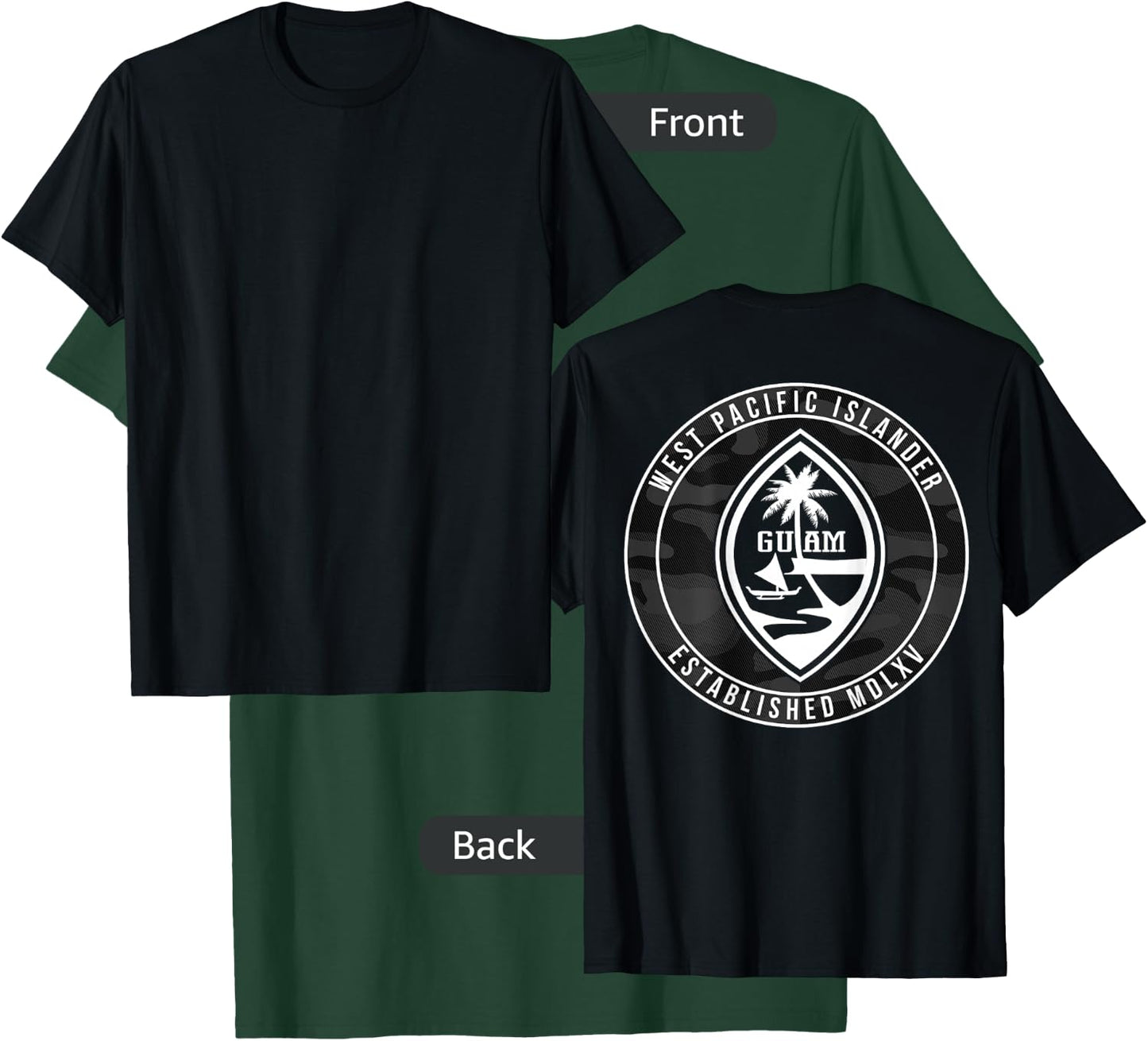Guam Shirt - Guam Seal T Shirt Back Print Only T-Shirt - T-Shirt | Forest