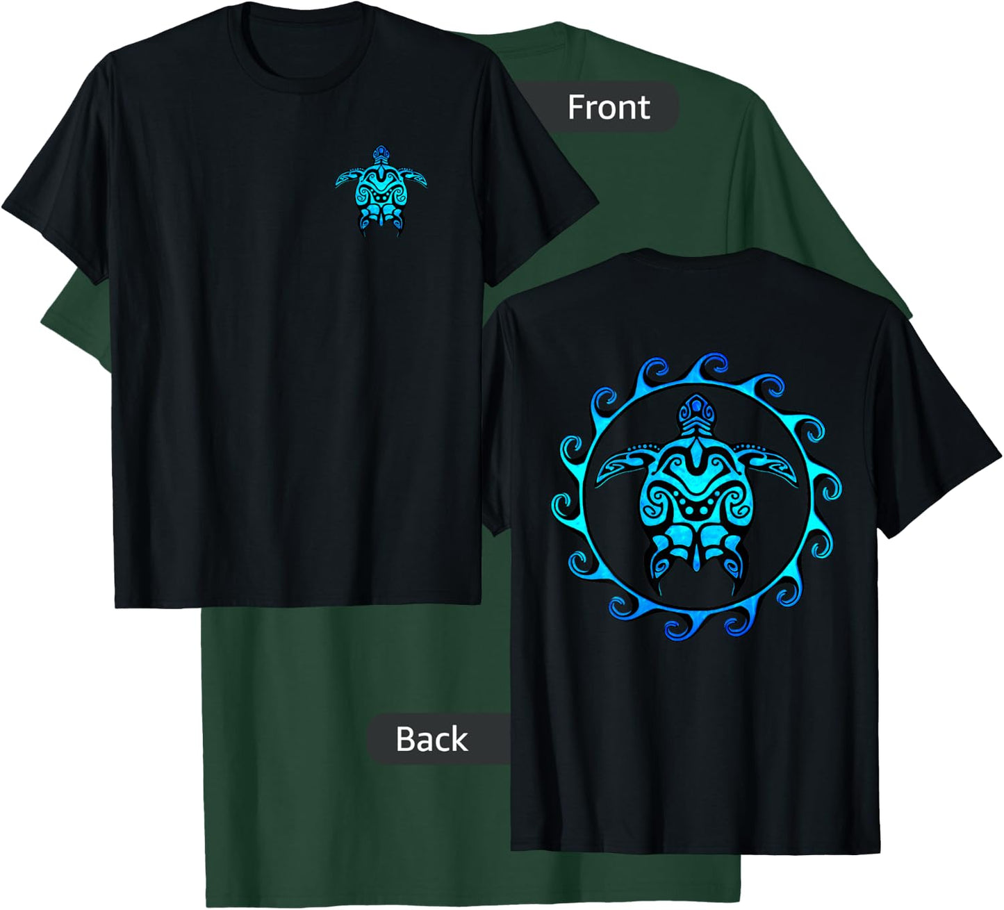Tribal Hawaiian Maori Sun Sea Turtle (2-Sided) T-Shirt - T-Shirt | Forest