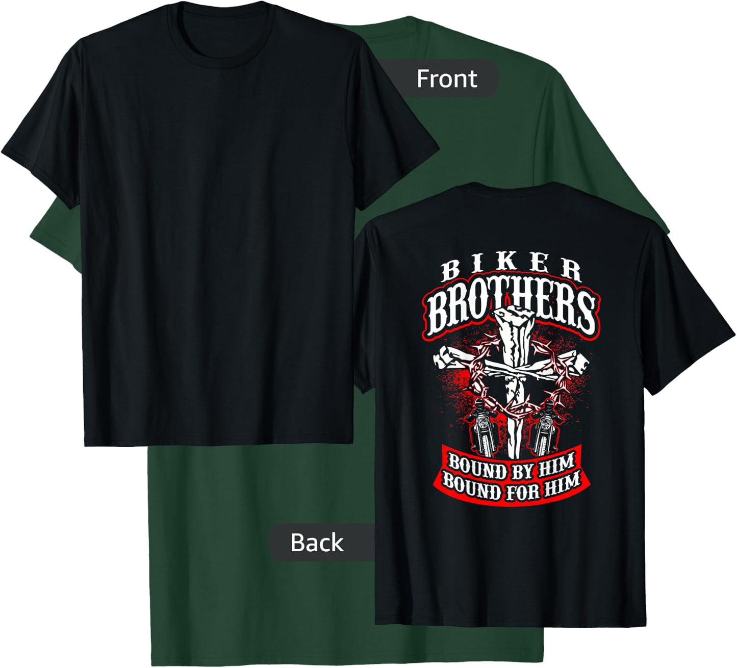 Biker Brothers Christian Cross Jesus Motorcycle Shirt T-Shirt - T-Shirt | Forest