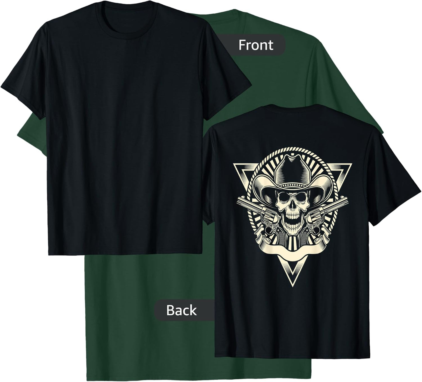 Skull Motorcycle Shirt Biker Cowboy Hat Outlaw Guns T-Shirt - T-Shirt | Forest