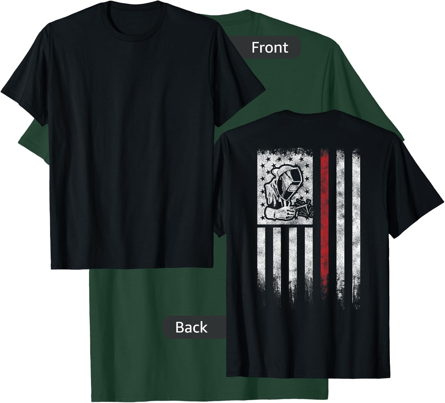 Welder Vintage USA American Flag Patriotic Welding T-Shirt - T-Shirt | Forest