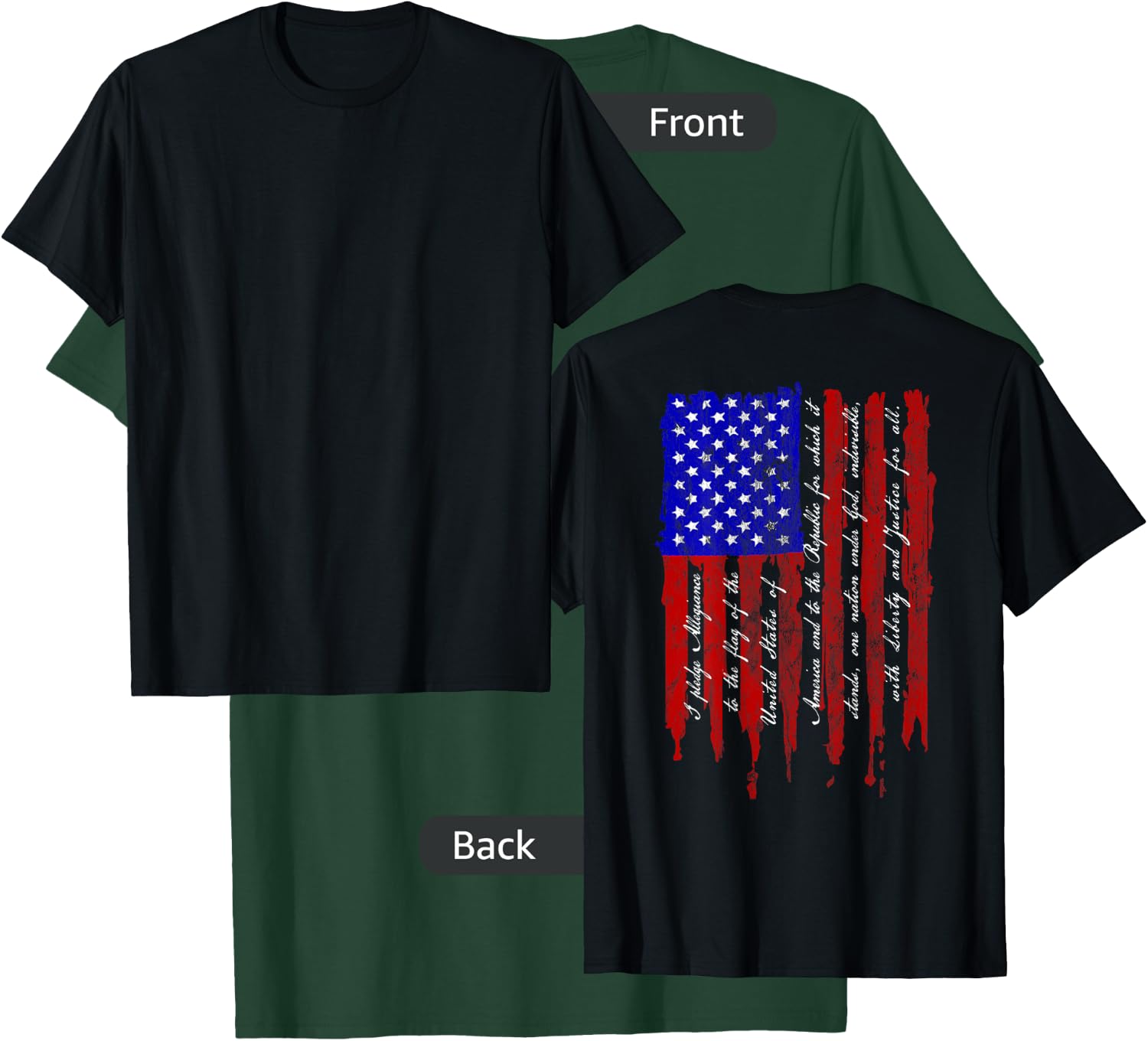 Pledge of Allegiance Patriotic American Flag T Shirt T-Shirt - T-Shirt | Forest