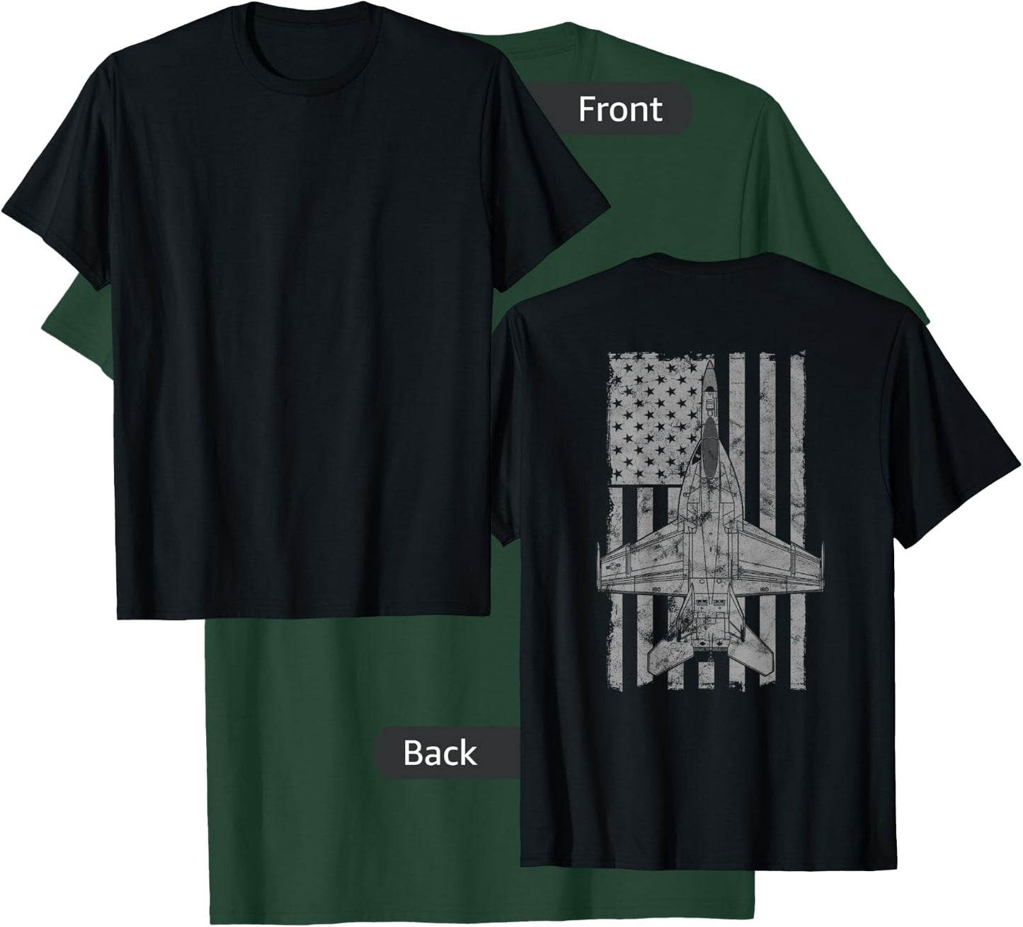 F/A-18E Super Hornet Airplane Vintage Flag | BACK PRINTED T-Shirt - T-Shirt | Forest