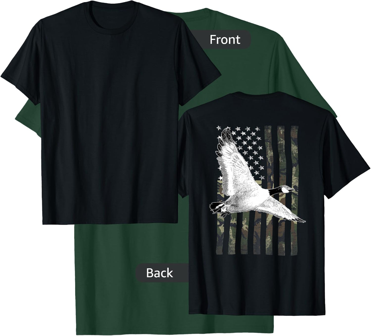 Goose Hunting Camo Flag (on Back) T-Shirt - T-Shirt | Forest