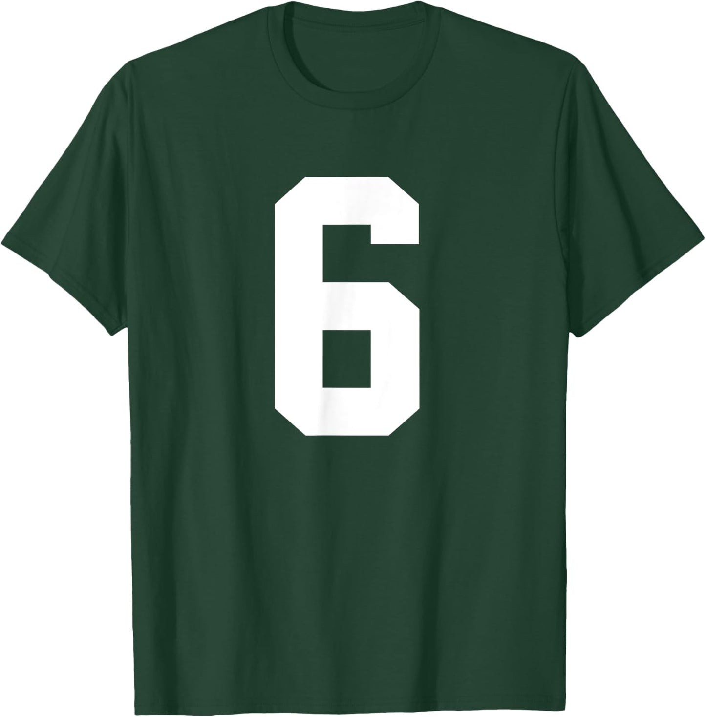 #6 Team Sports Jersey Number Front & Back Player / Fan T-Shirt - T-Shirt | Forest
