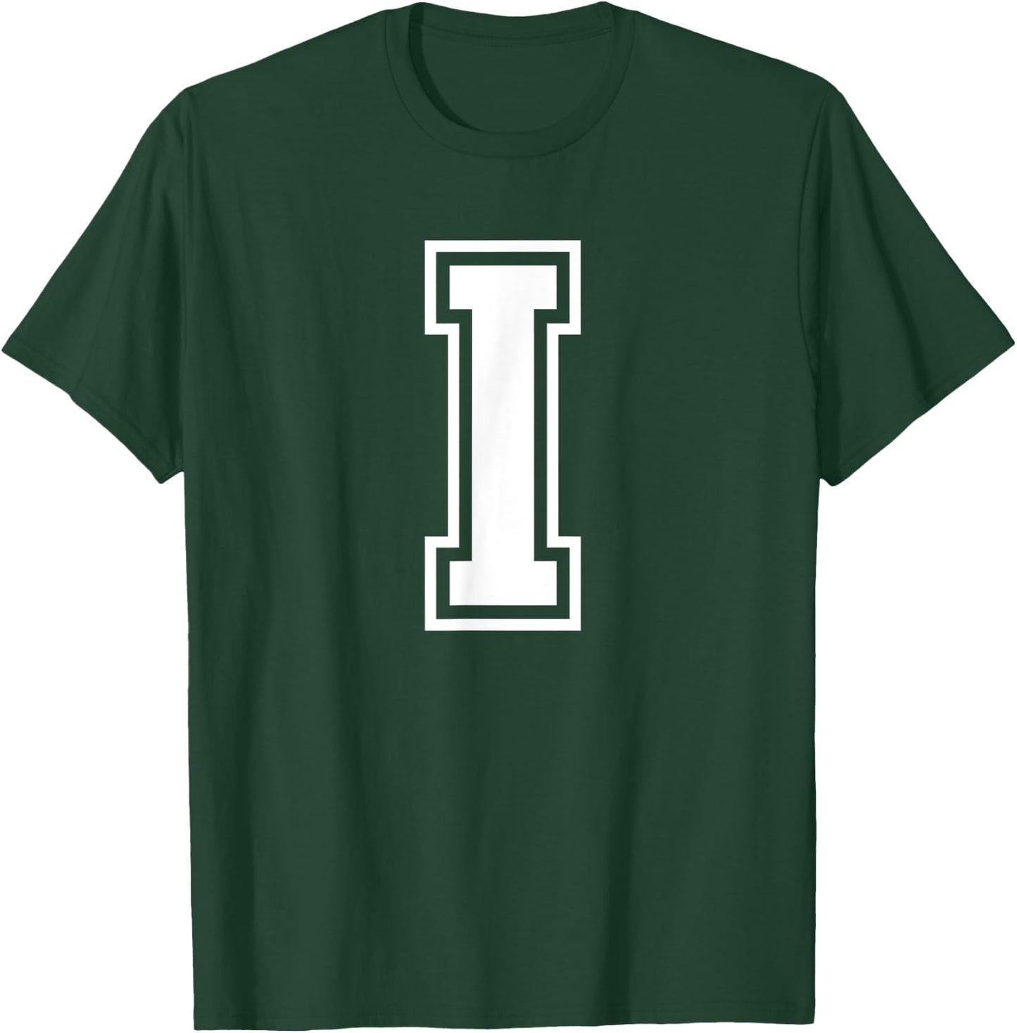 Letter I Name Initial Varsity Alphabet Monogram T-Shirt - T-Shirt | Forest