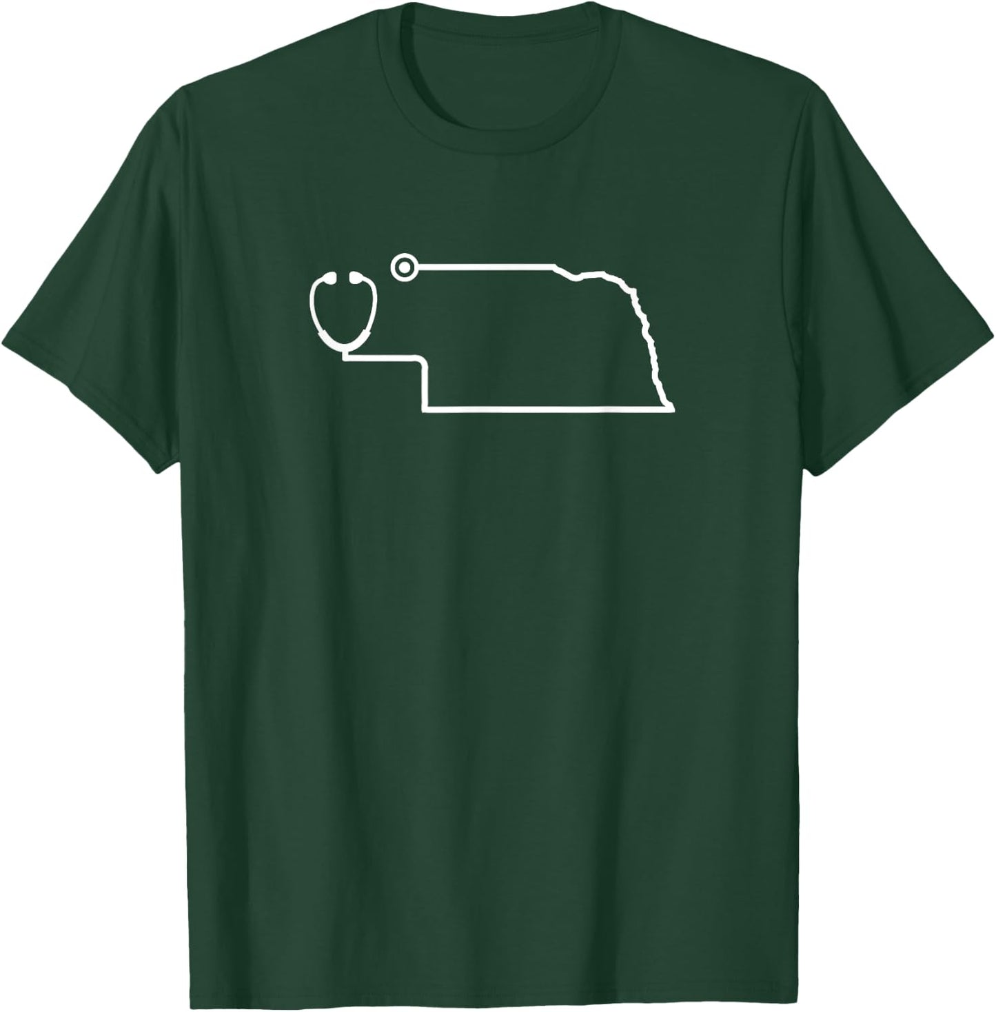 Nebraska Stethoscope Medical Professional State Shape T-Shirt - T-Shirt | Forest
