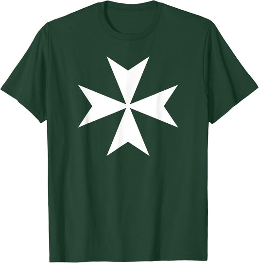Reflexart Women's Maltese, Knights Hospitaller Cross , Black, Small, Short Sleeve, Classic Fit, Cotton, Polyester T-Shirt - T-Shirt | Forest