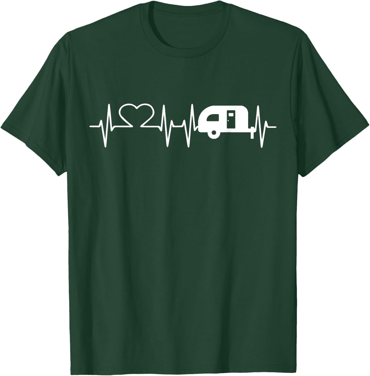 Cute Heartbeat Camper Camping Campfire Lovers Gift T-Shirt - T-Shirt | Forest