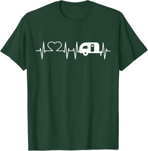 Cute Heartbeat Camper Camping Campfire Lovers Gift T-Shirt - T-Shirt | Forest