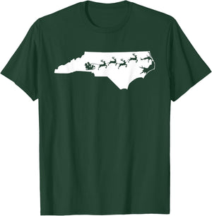 North Carolina Christmas Map Reindeer T-Shirt - T-Shirt | Forest
